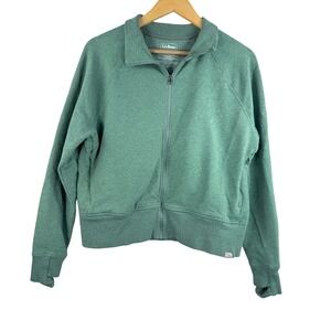 LL Bean Women's Green Zip Up Jacket jersey‎ knit Athleisure casual Size MP